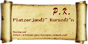 Platzerjanó Kurszán névjegykártya
